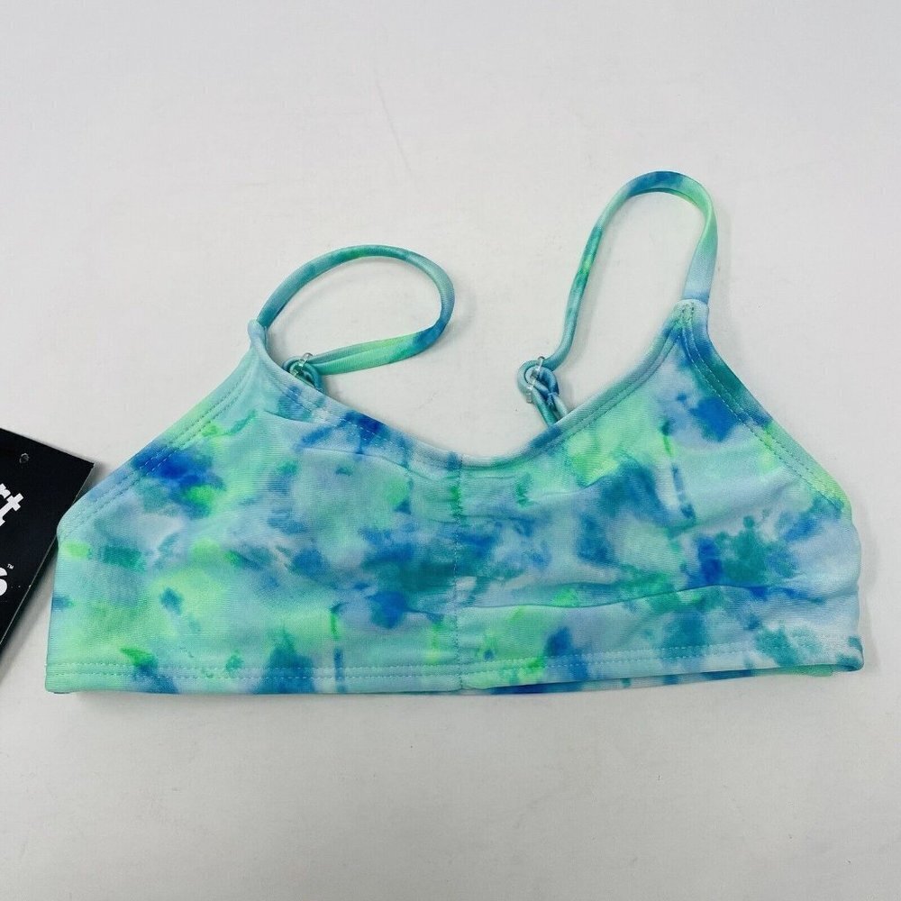 Art Class Girls Size XS 4/5 Ruched Front Tie-Dye Bralette Top in Green/Blue 1840